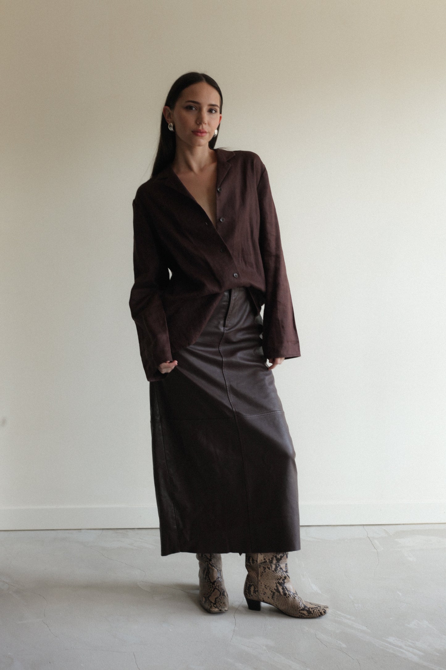 Chocolate Linen Button Down