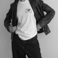 Weathered Navy Blue Leather Jacket
