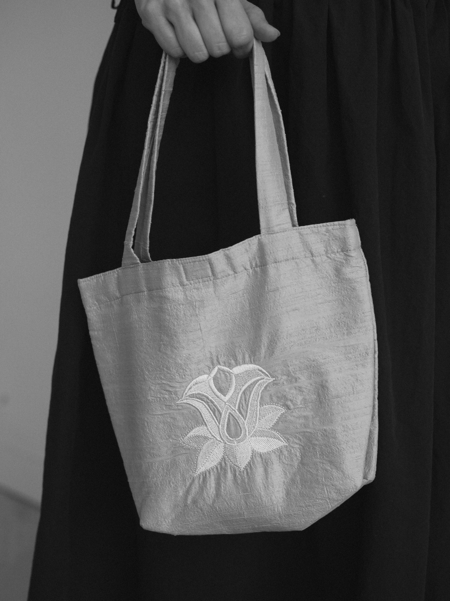 Homemade Embroidered Silk Tote Bag