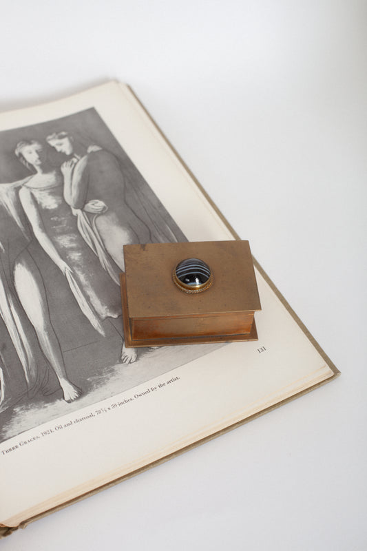 Tiny Brass & Marble Jewelry Box