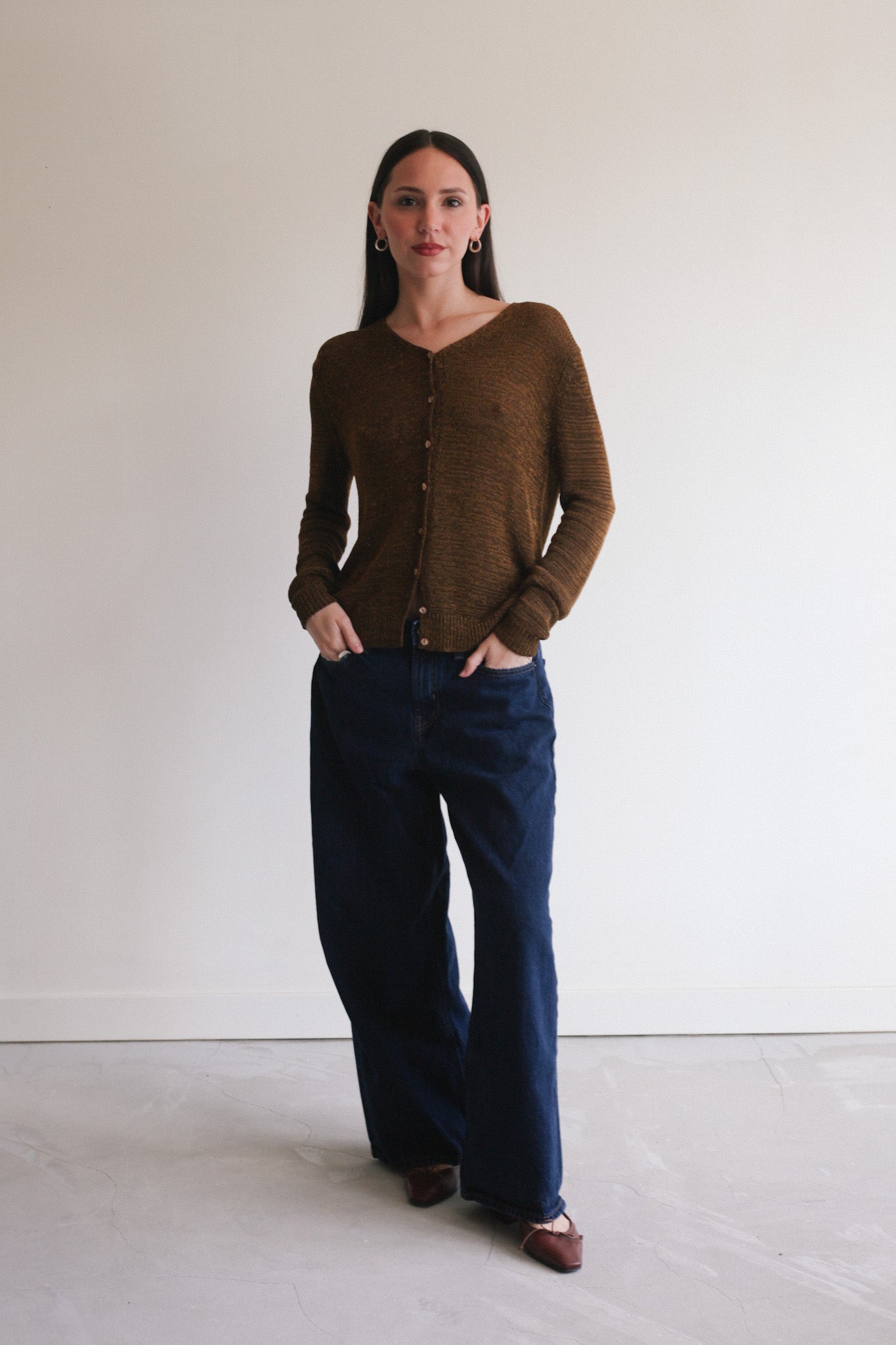 Burnt Umber Woven Cardigan