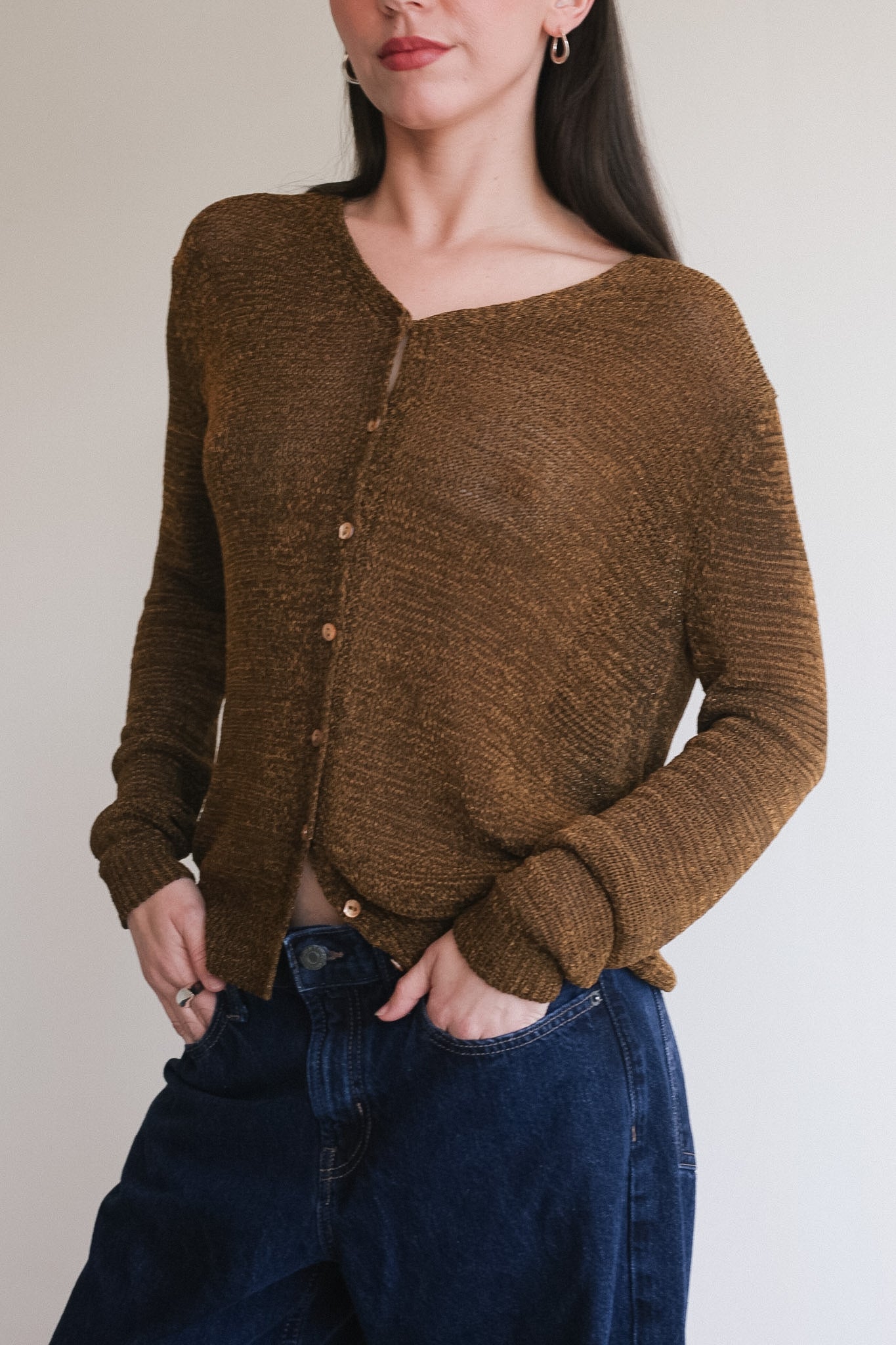 Burnt Umber Woven Cardigan