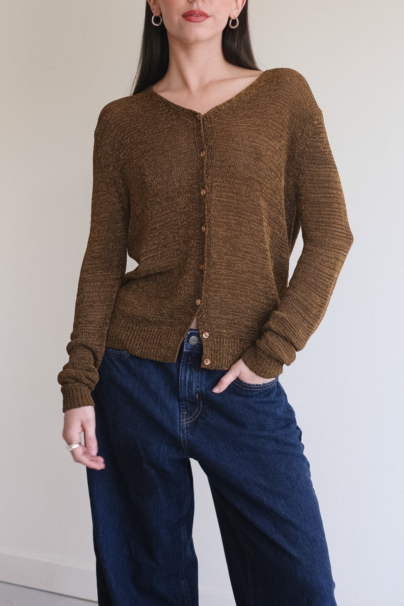 Burnt Umber Woven Cardigan