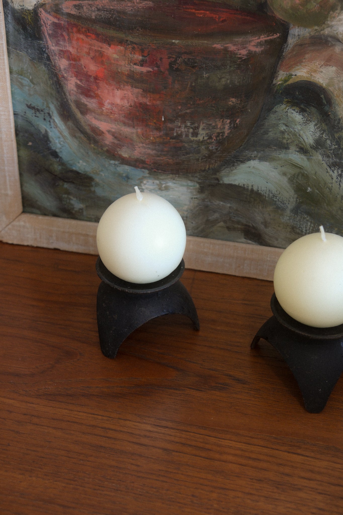 Mid-Century Modern Iron Candle Holders, Pair