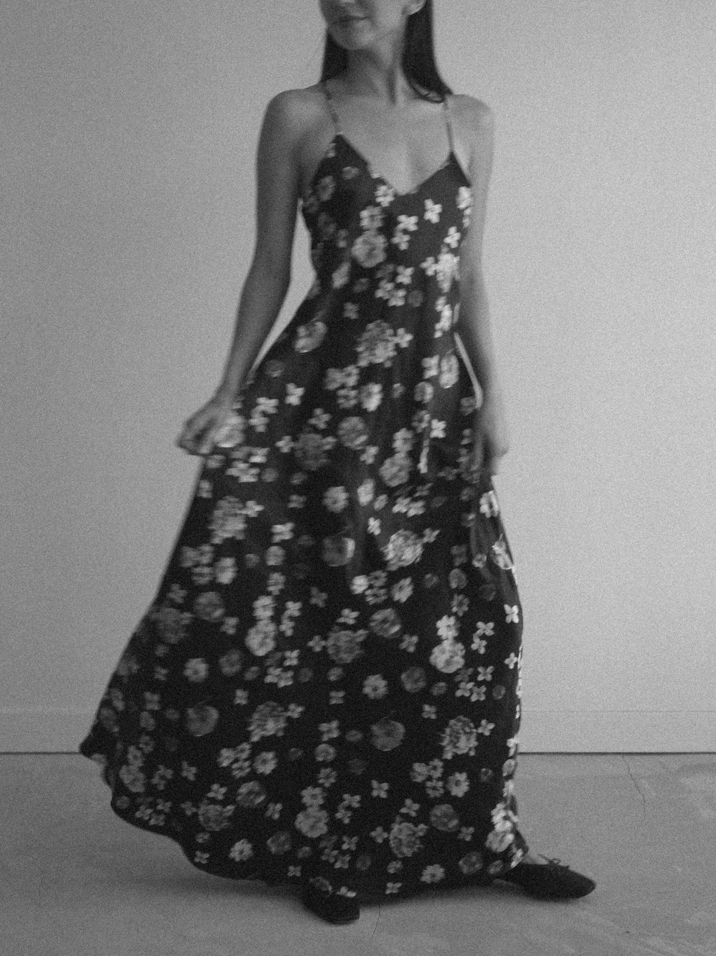 1990's French Spaghetti Strap Dress