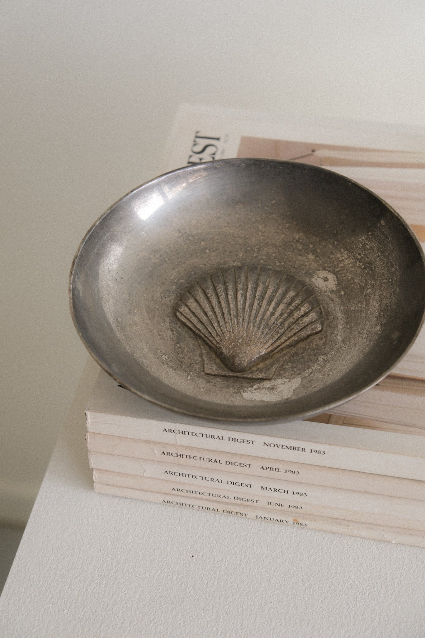 Aged Silver Scallop Trinket Bowl