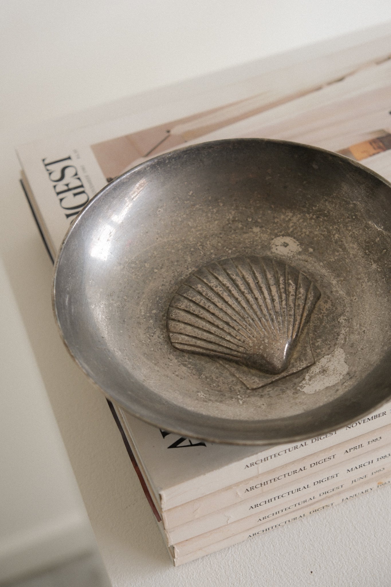 Aged Silver Scallop Trinket Bowl
