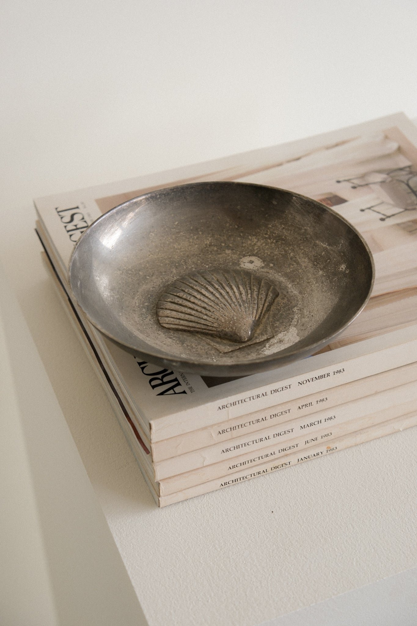 Aged Silver Scallop Trinket Bowl